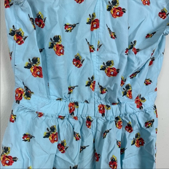 J Crew  Faux-Wrap dress Roses Print Blue2 #J4556 - Picture 7 of 8